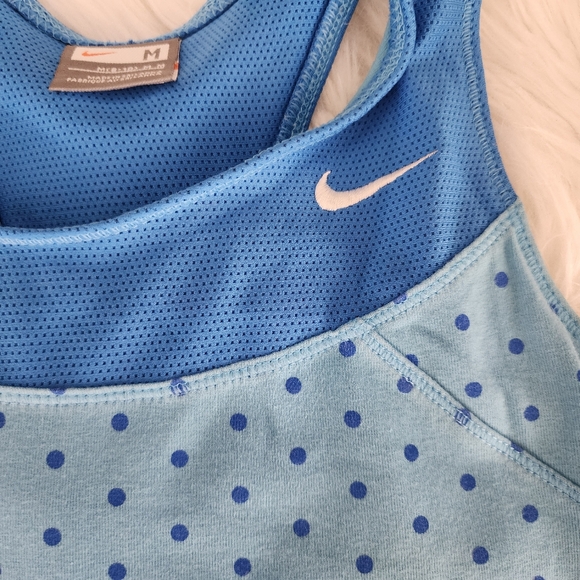 Women's Nike Athletic Racerback Tank Top. Light Blue with Polka Dots - Picture 4 of 5